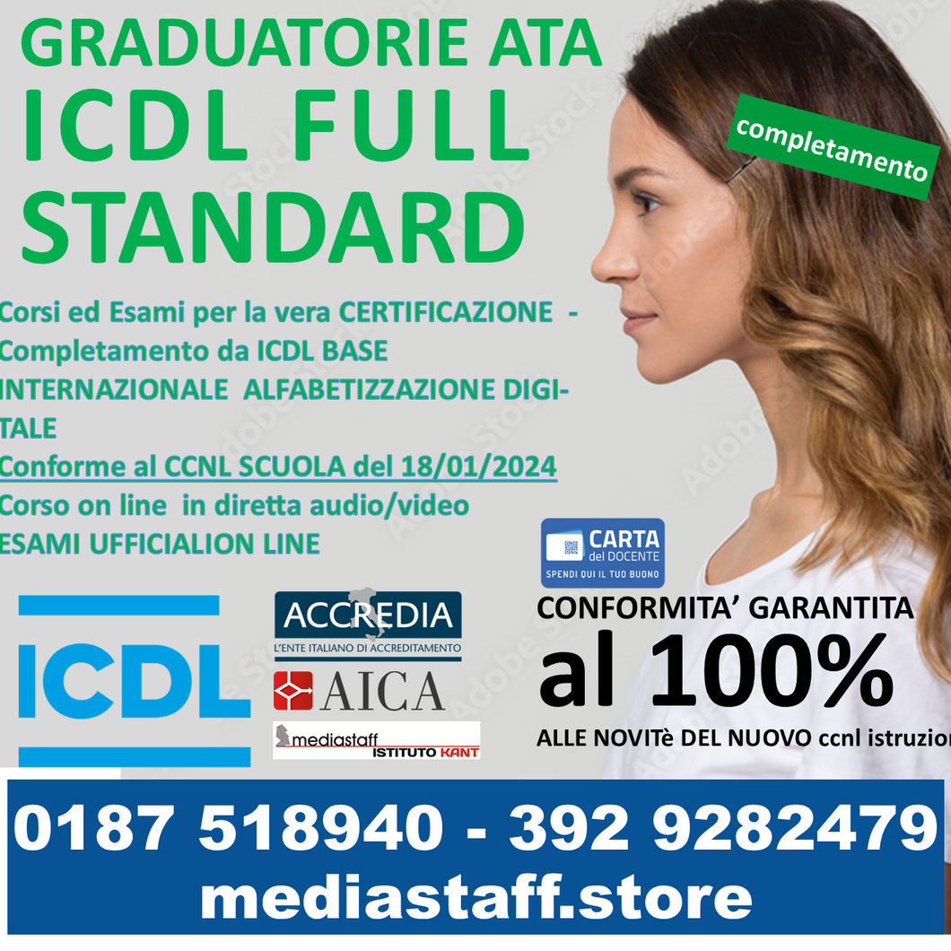 Completamento del Certificazione internazionale di alfabetizzazione digitale - ICDLFULL STANDARD 7 MODULI ACCREDIA