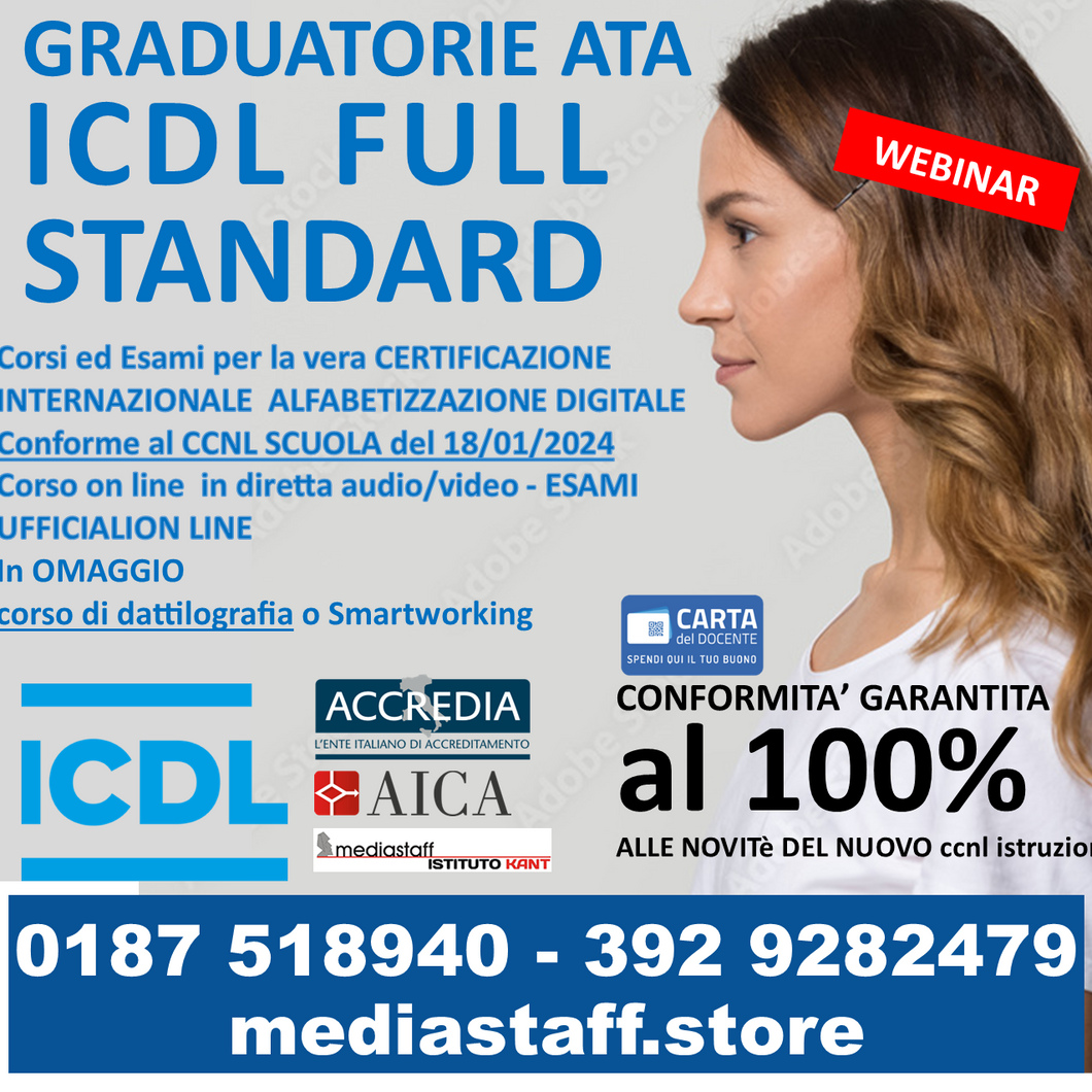 Certificazione internazionale di alfabetizzazione digitale - ICDLFULL STANDARD 7 MODULI ACCREDIA