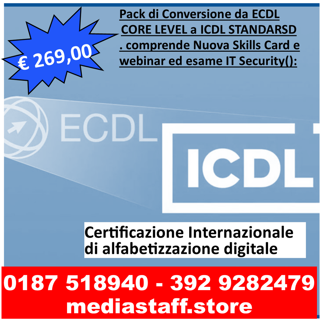 Pack di Conversione da ECDL CORE LEVEL da Syllabus 5.0 a ICDL FULL STA ...