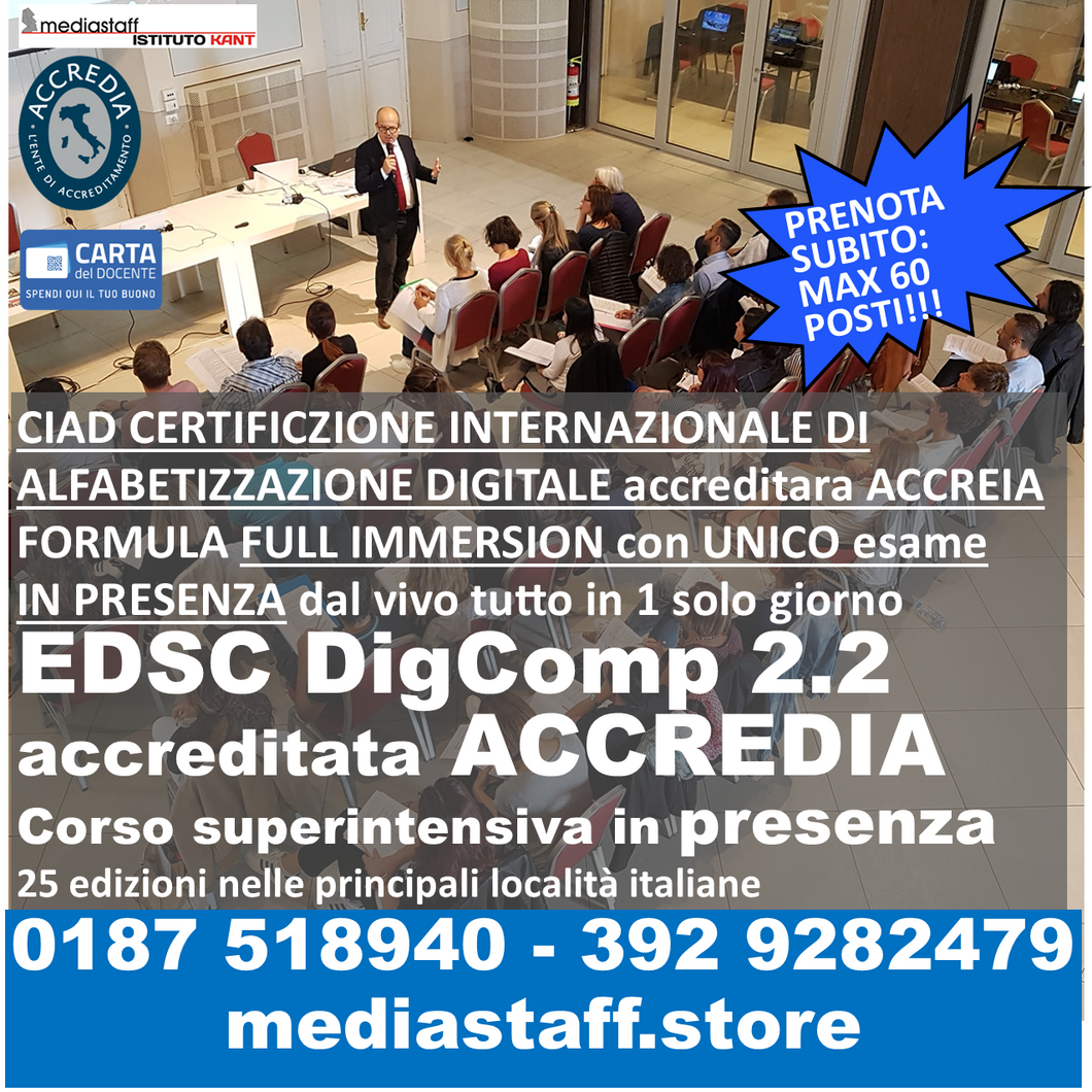 EDSC DigComp Live Tour Certificazione Internazionale di Alfabetizzazione Digitale EDSC Digcomp