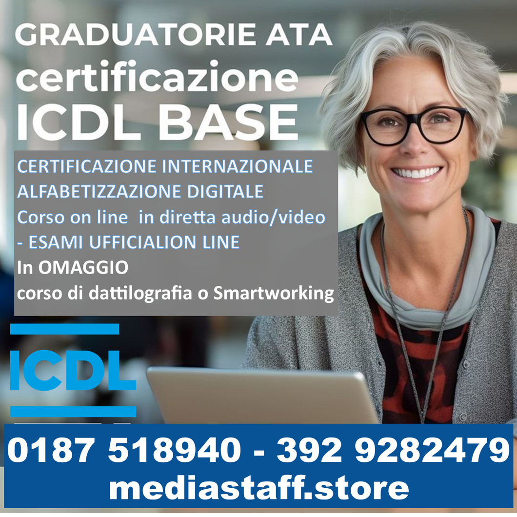 certificazione internazionale di alfabetizzazione digitale - ICDLBASE 4 MODULI