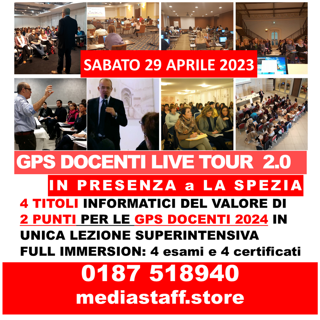 La Spezia sab. 29/04/2023 GPS Docenti Live 2.0 corso full immersion in PRESENZA